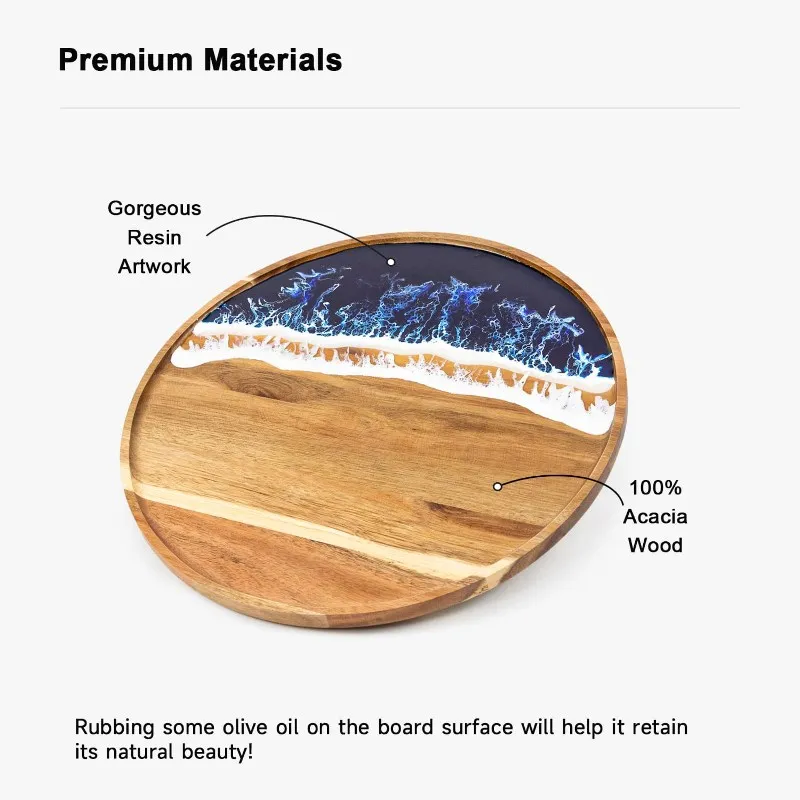 Acacia Wood Round Decorative Tray 2 Acacia Wood Round Decorative Tray 2