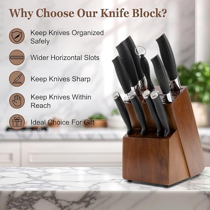 Large Wood Knife Block With 14 Slot 5 Large Wood Knife Block With 14 Slot 5